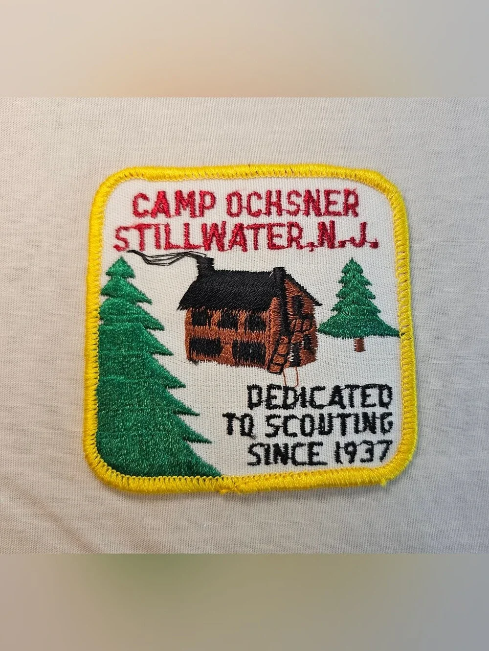 Camp Ochsner Stillwater N.J. Embroidered Patch - Yellow/Green/Black